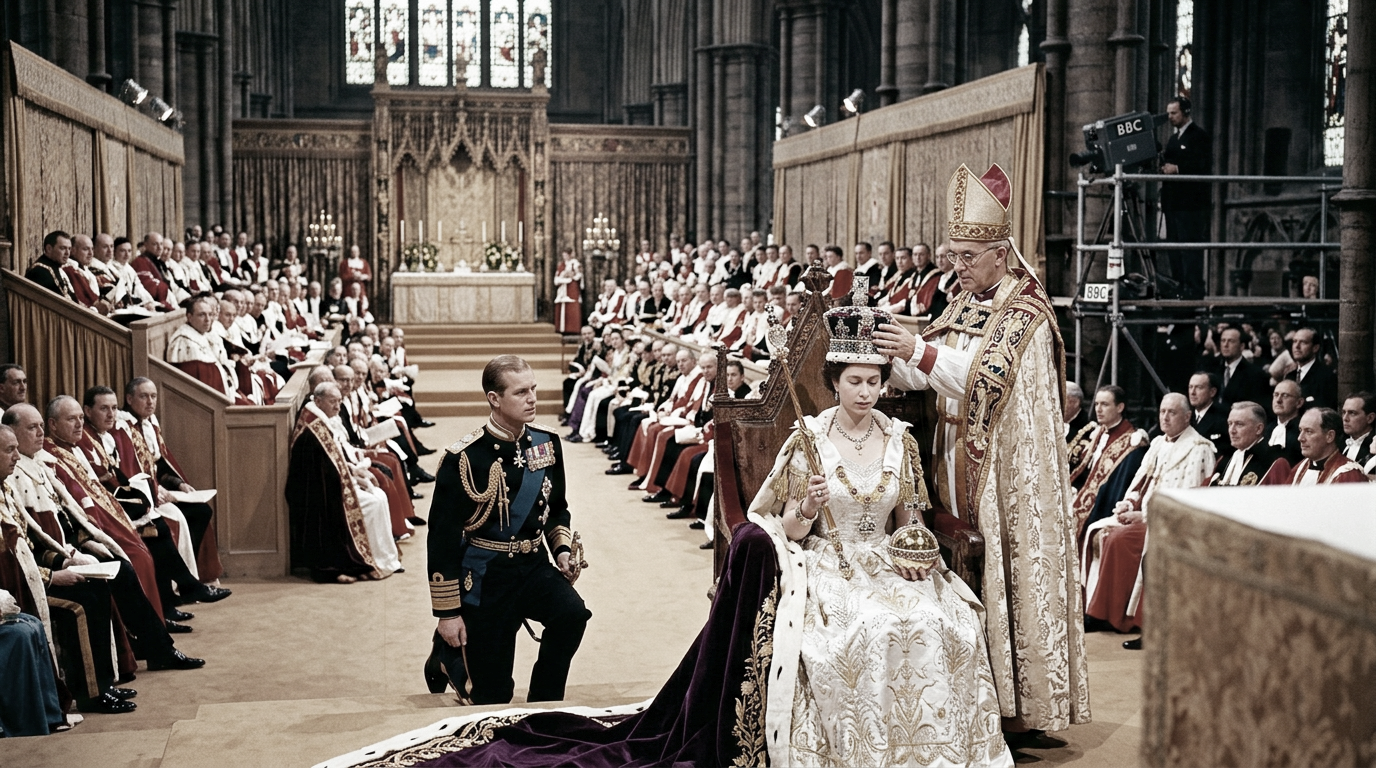 Krönung von Königin Elisabeth II. in der Westminster Abbey im Jahr 1953.